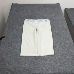 Faded Glory Capri Pants Women‎ 18W White Cotton Stretch Floral Embroidered Y2K